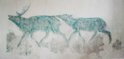 Fresco with Green-Blue Deer by Franz Marc